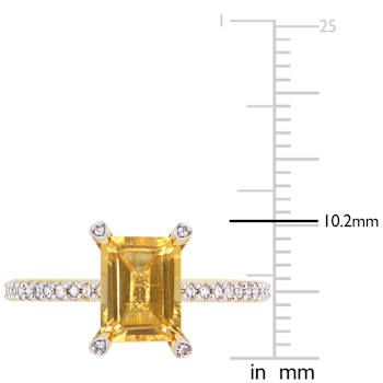 Citrine and Diamond 10K Yellow Gold Ring 1.6ctw