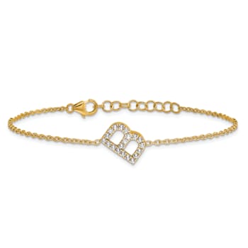 14k Yellow Gold Diamond Sideways Letter B Bracelet