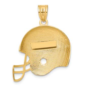 14k Yellow Gold Brushed Football Helmet Pendant