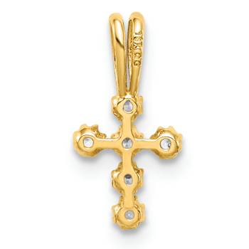 14k Yellow Gold Cubic Zirconia Cross Pendant