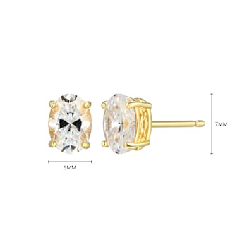 Oval Moissanite 14k Yellow Gold Over Silver Stud Earrings 1.80ctw DEW
