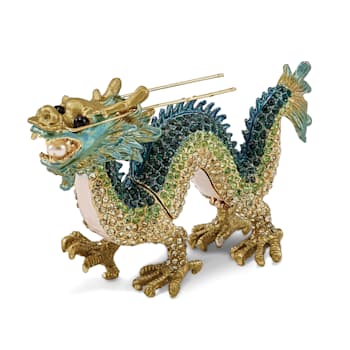Bejeweled CHI Chinese Dragon Necklace with Trinket Box