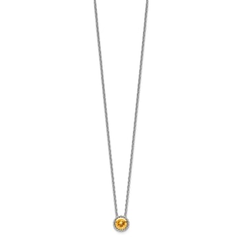 Sterling Silver Antiqued with 14K Accent Citrine Necklace