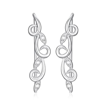 White Diamond Accent Rhodium Over Sterling Silver Threader Earrings