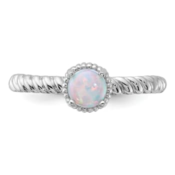 Sterling Silver Stackable Expressions Lab Created Opal Ring