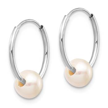 Rhodium Over 10k White Gold 5-6mm White Freshwater Cultured Pearl
9/16" Endless Hoop Earrings