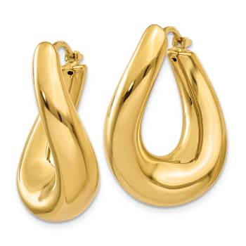 14K Yellow Gold 7/8" Twisted Oval Hoop Earrings