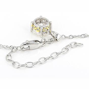 Round Solitaire Moissanite Pendant Necklace In Platinum-Enhanced
Sterling Silver With 14K Gold Accents
