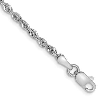 Rhodium Over 14k White Gold Diamond-Cut Quadruple Rope Link Bracelet