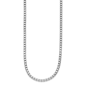 Rhodium Over Sterling Silver Polished 4mm Box 24 Inch Chain