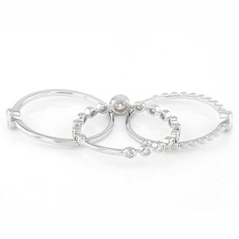 Moissanite Stackable Ring Set in Platinum-Enhnace Sterling Silver