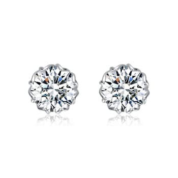 CZ Stud Earrings In Sterling Silver 3.8ctw