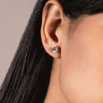 White Cubic Zirconia 14k Yellow Gold Studs With Velvet Gift Box 2.50ctw