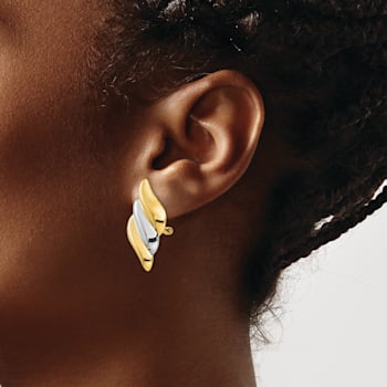 14K Two-tone Gold Non-pierced Stud Earrings
