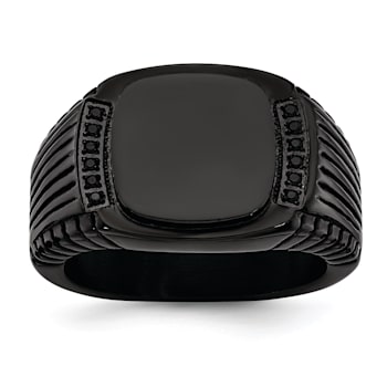 Stainless Steel Polished Black IP-plated with Black Cubic Zirconia
Signet Ring