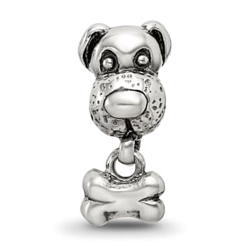 Sterling Silver Dog and Bone Bead