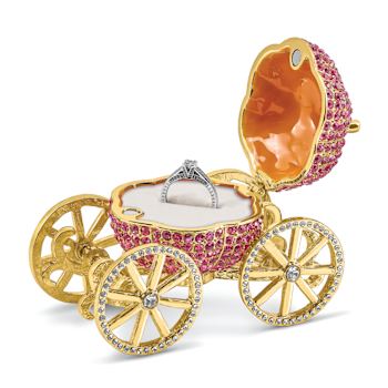 ETERNALLY YOURS Pink Pumpkin Coach with Ring Pad Trinket Box