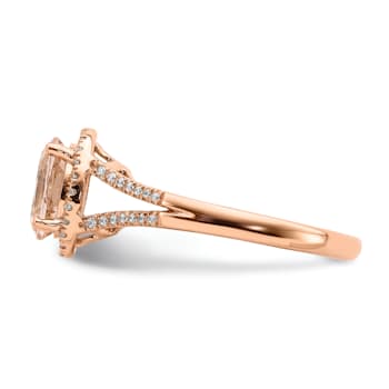 14K Rose Gold Morganite Diamond Halo Engagement Ring 1.25ctw