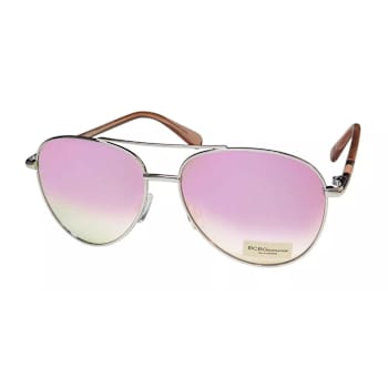 BCBG Silver Frame / Pink Silver Mirrored Lens Aviator Sunglasses