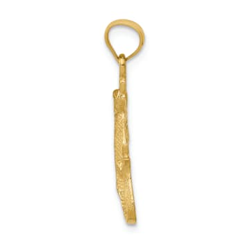 14k Yellow Gold Textured and Diamond-Cut Lizard Pendant
