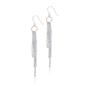 Two-Tone Tassel Drop Earrings In Sterling Silver And 18K Rose Gold Over
Sterling Silver