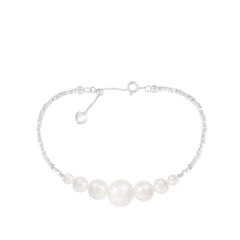 4-4.5mm, 5-5.5mm, 6-6.5mm, and 7-7.5mm White Cultured Freshwater Pearl
Silver  Bracelet