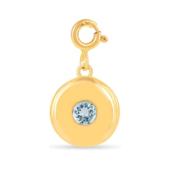 Round Aquamarine 18K Yellow Gold Over Sterling Silver Circle March
Birthstone Charm