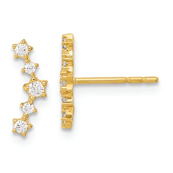 14k Yellow Gold Polished Fancy Cubic Zirconia Stud Earrings