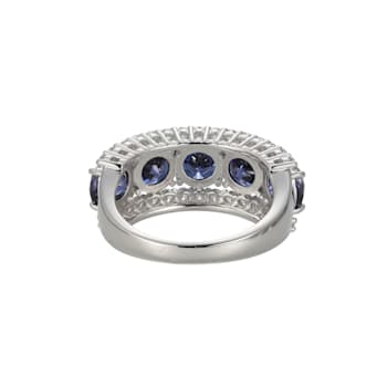 Blue And White Cubic Zirconia Platinum Over Sterling Silver Ring 7.75ctw
