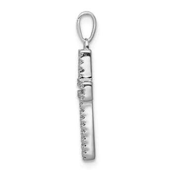 Rhodium Over 14k White Gold Diamond Cross Pendant
