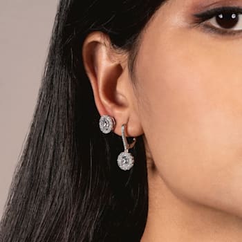 White Cubic Zirconia 14k White Gold Earrings With Velvet Gift Box 1.20ctw