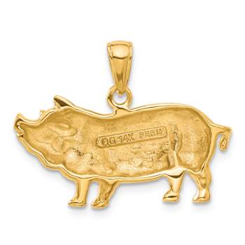 14k Yellow Gold Pot Belly Pig Pendant