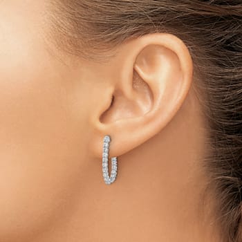 Rhodium Over 14K White Gold Lab Grown Diamond SI1/SI2, G H I, In and Out
J-Hoop Earrings