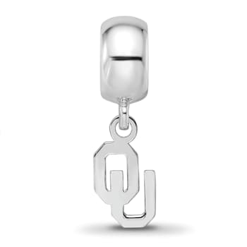 Sterling Silver Rhodium-plated LogoArt University of Oklahoma XS Dangle Bead