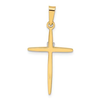14k Yellow Gold and Rhodium Over 14k yellow Gold Polished Passion Cross
Pendant with Accent Diamond