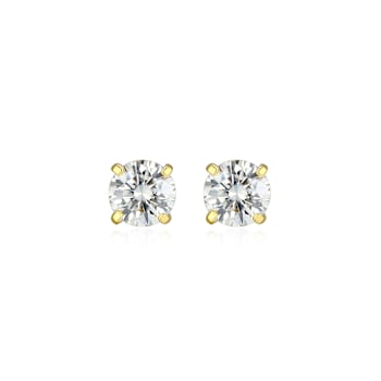 Moissanite 14k Yellow Gold Over Silver Stud Earrings 1.00ctw DEW