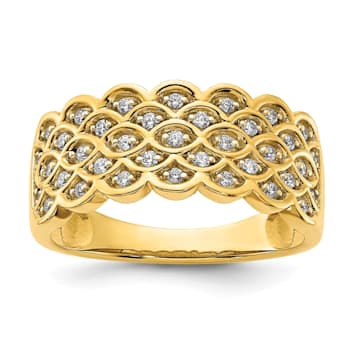 14K Yellow Gold Pave Diamond Wedding Band 0.24ctw