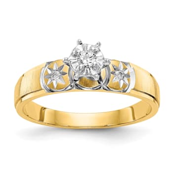 14K Yellow Gold AA Quality Engagement Ring 0.07ctw