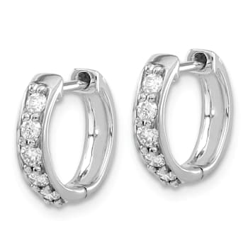 Rhodium Over 14K White Gold Lab Grown Diamond Hinged Hoop Earrings