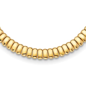14K Yellow Gold 13.5mm Band Link Omega Style 18-inch Necklace