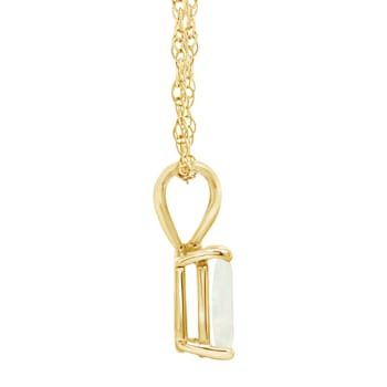 8x6mm Emerald Cut Opal 14k Yellow Gold Pendant With Chain