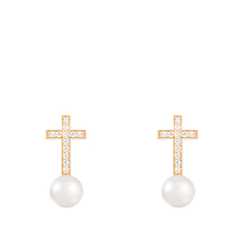 White Cultured Freshwater Pearl 14k Yellow Gold Earrings 6-6.5mm