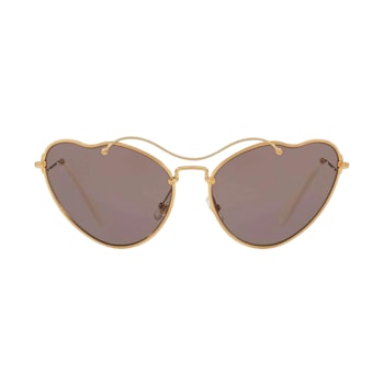Miu Miu Gold Cat Eye Frame / Purple Brown Lenses Sunglasses