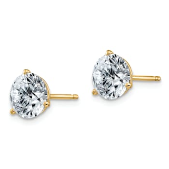 14K Yellow Gold 2.50ct. 7.0mm Round J-K Color Moissanite Earrings