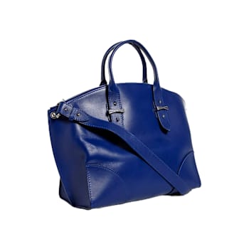 Alexander McQueen Small Leather Legend Tote Bag with Bonus Pouch in Blue