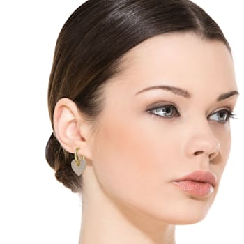 Clear Cubic Zirconia, 14k Gold Plated over Brass Heart Dangle Infinity
Hoop Drop Earrings for Teens