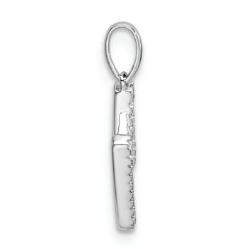 Rhodium Over 14k White Gold Diamond Letter M Initial Pendant