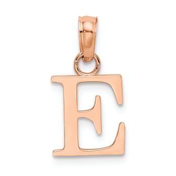 14k Rose Gold Polished Block Letter E Initial Pendant