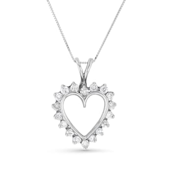 1.00ctw Diamond Heart Pendant 14k White Gold