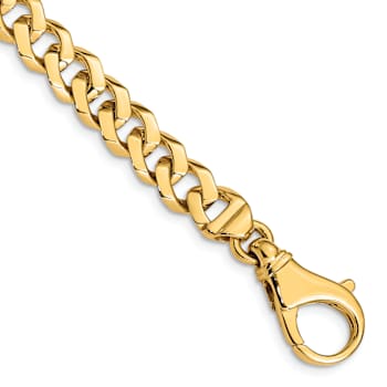 10k Yellow Gold 8mm Hand-polished Fancy Curb Link Bracelet